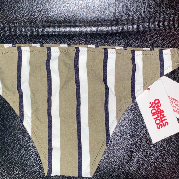 Solid & Striped Womens Cheeky Cut Striped Bikini Bottom Skimpy Cut Discontinued - Picture 5 of 7